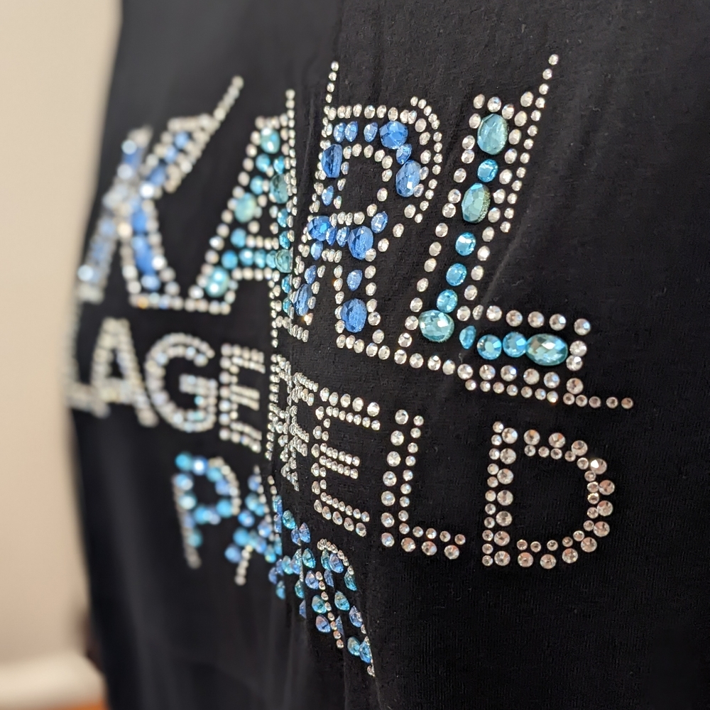 Karl Lagerfeld Paris Embellished Logo Tee Shirt Size Small Nwt❤
